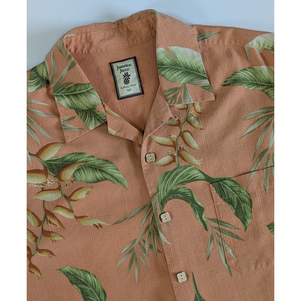 Jamaica Jaxx Mens Medium 100% Silk Tropical Floral Camp Shirt VERY NICE!